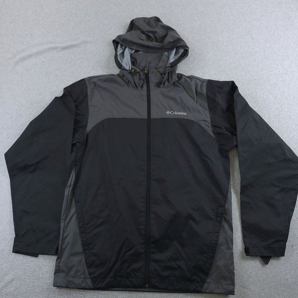 Columbia Jacket Mens Small Black Glennaker Lake Packable Hood Water Resistant